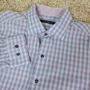 Hammer Made Mens 41/16 Multicolor Plaid Check Button Up Long Sleeve Italy Made